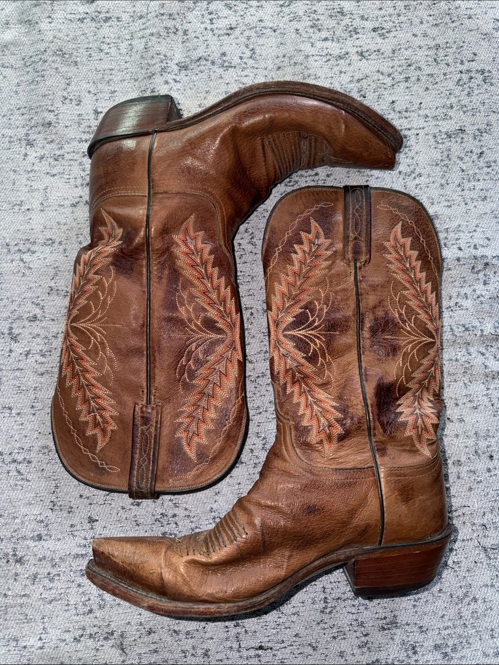 Lucchese 1883 Women's N4617 Burnished Calfskin Western Boots Size 8.5